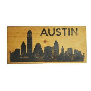 AUSTIN Texas Skyline Sign 20" x 9.5" Wall Hanging Made In USA Barn Wood